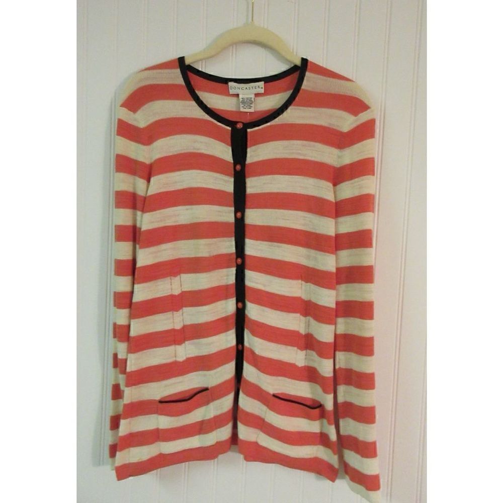 Doncaster cardigan sweater striped size medium